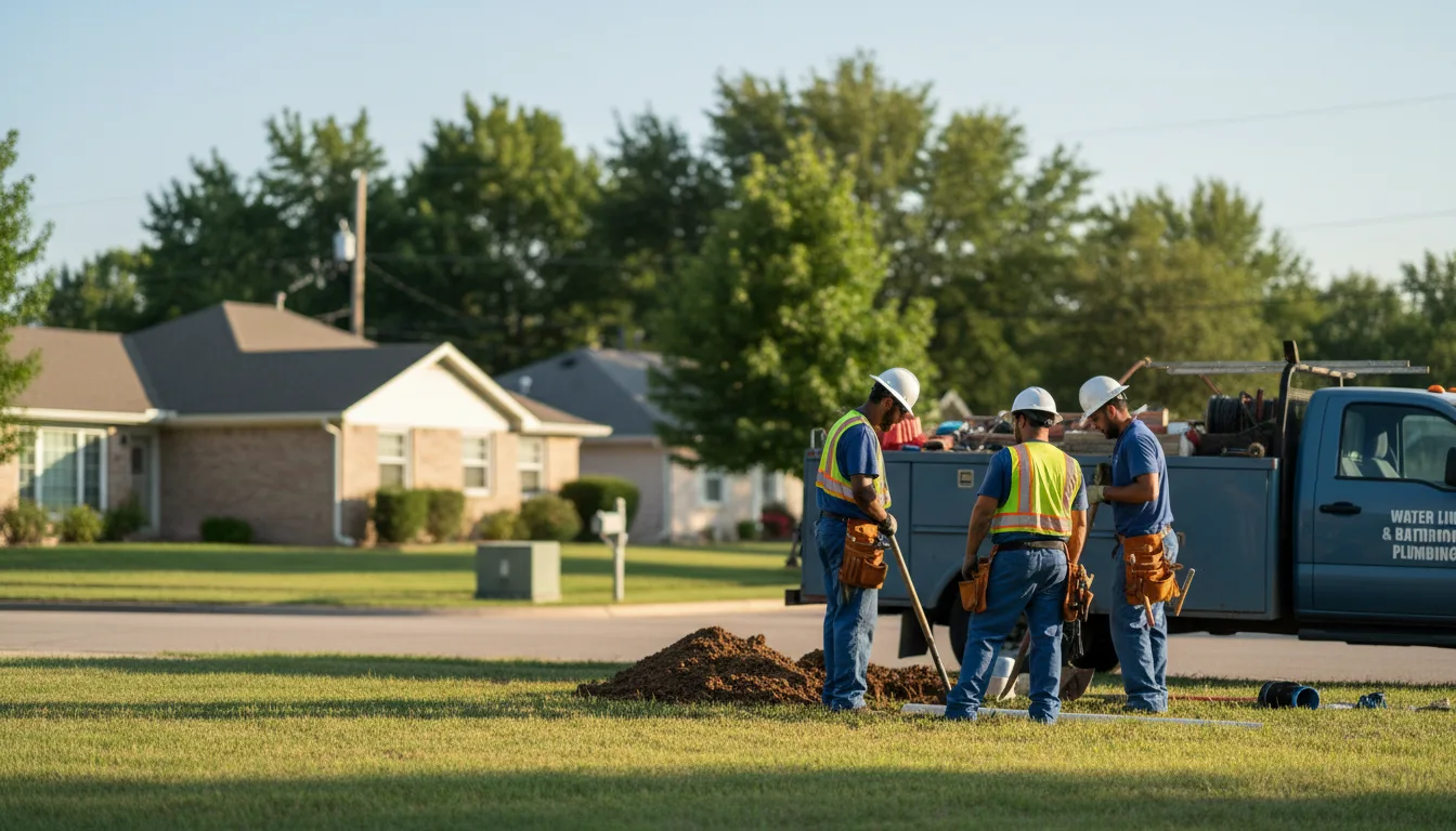 Residential water line and bathroom plumbing service in Bokoshe, OK
